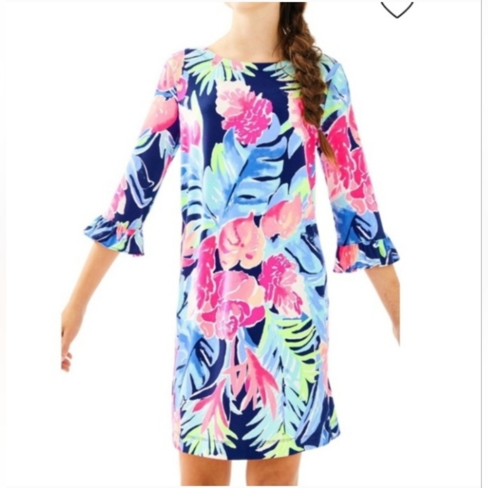 Lilly Pulitzer Girls Large 8-10 Mini Sophie Ruffle Dress High Tide Tropicolada